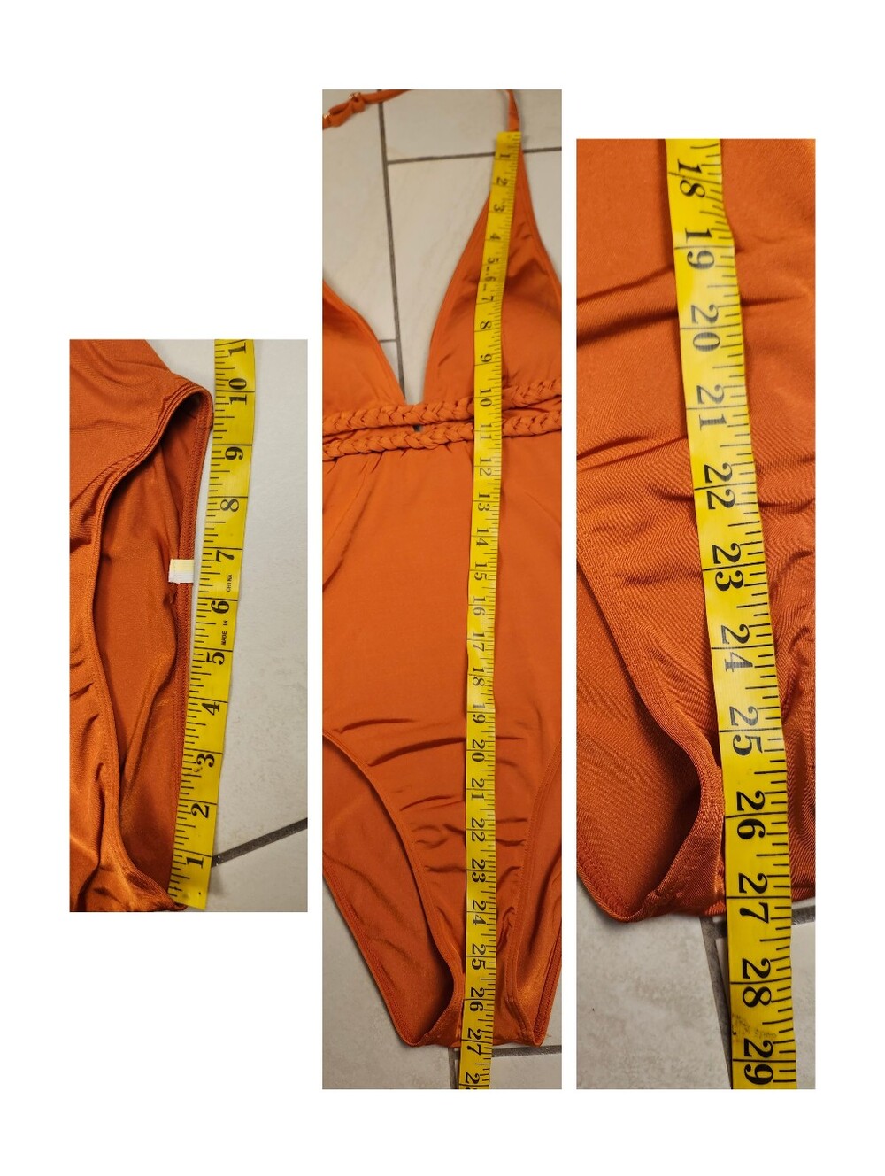 Summersalt Women The Braided Halter Plunge One Piece Swim Canyon Bron Orange 4 - Picture 13 of 15